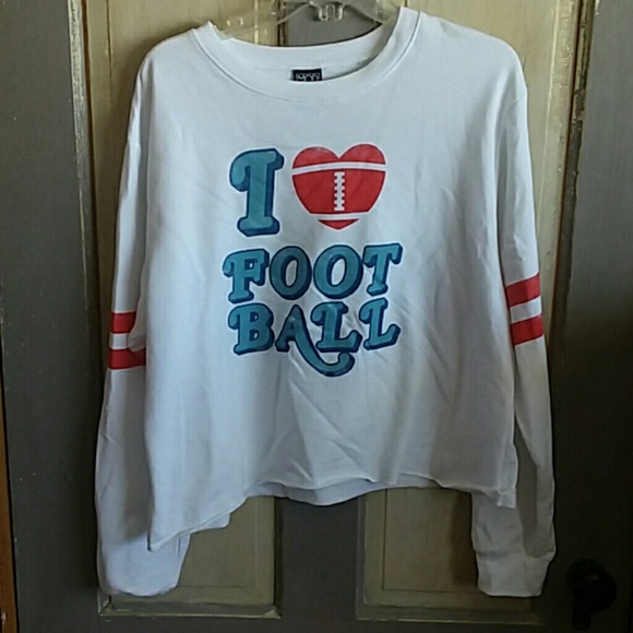 Modern Lux Tops - I ❤ FOOTBALL cropped sweatshirt